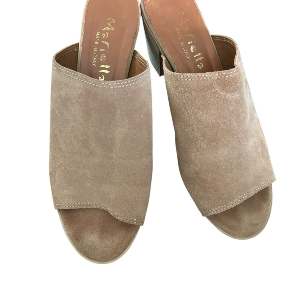 MARELLA Tan Block Heel Mules